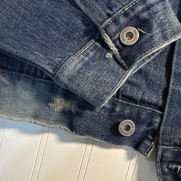 Hollister Men's Denim Distressed Trucker Jean Jacket Size XL Medium Wash - Picture 6 of 9